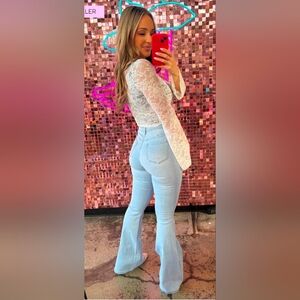 SHEIN SKY Light Denim High Waist Super Comfy Flare Stretch Jean